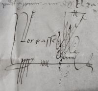 Signature de Pierres LOR, gauléeur à Melgven en 1540